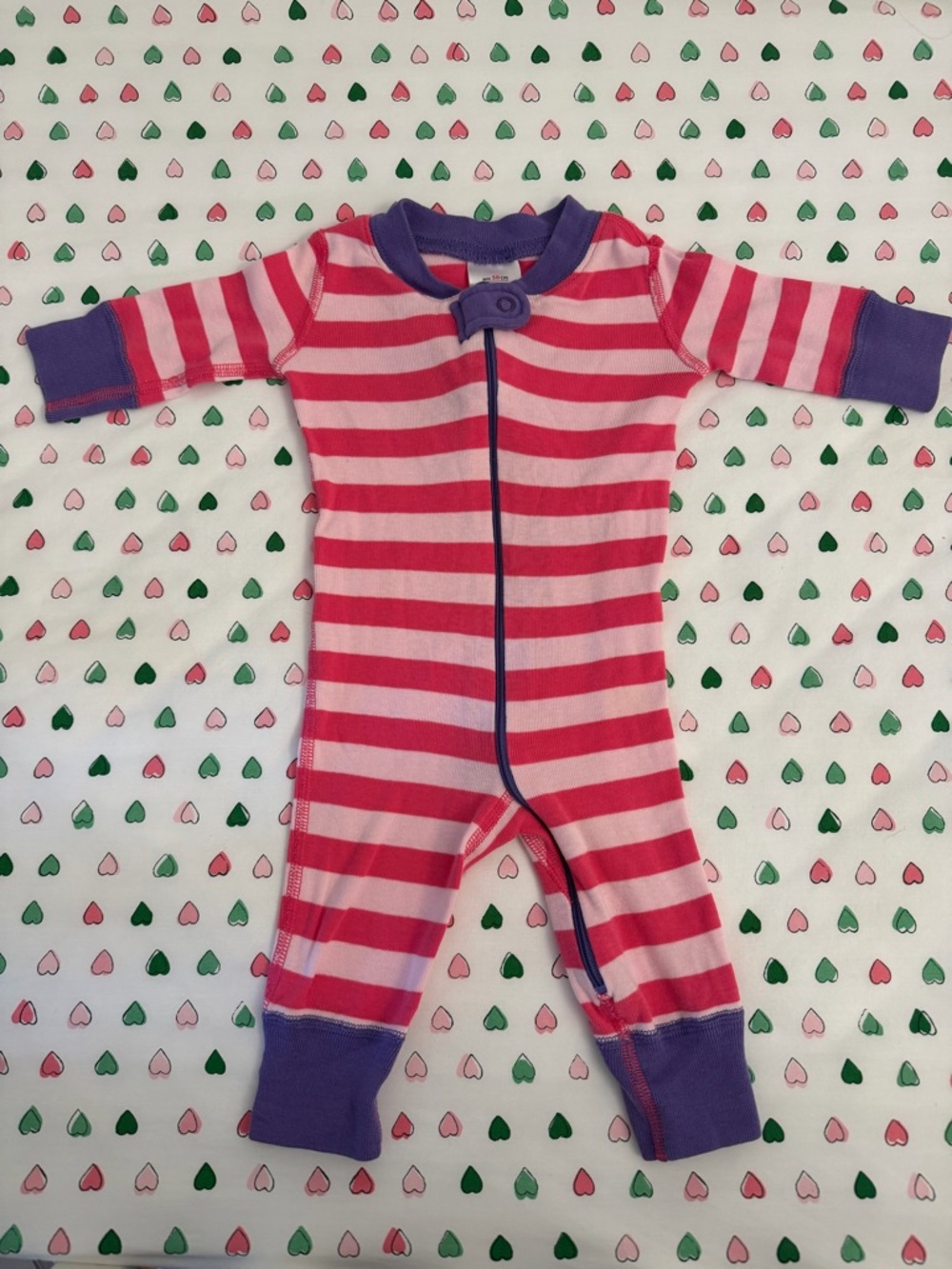 Hanna Andersson Pink & Fuchsia Striped Footie with Purple Trim